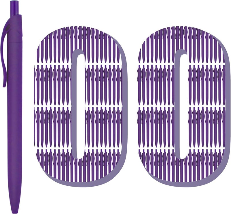 deegtran Pens Bulk, 100 Pack No Bleed Purple Barrel Click Pens, Wholesale Retractable Ballpoint Pens, Pens Medium Point, Smooth Ink Pens, 1.0MM Black Ink - Image 1